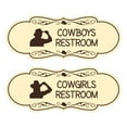 thumbnail image 1 of Designer Cowgirls and Cowboys Novelty Restroom Signs, Set of 2 (Ivory/Dark Brown) - Small, 1 of 5