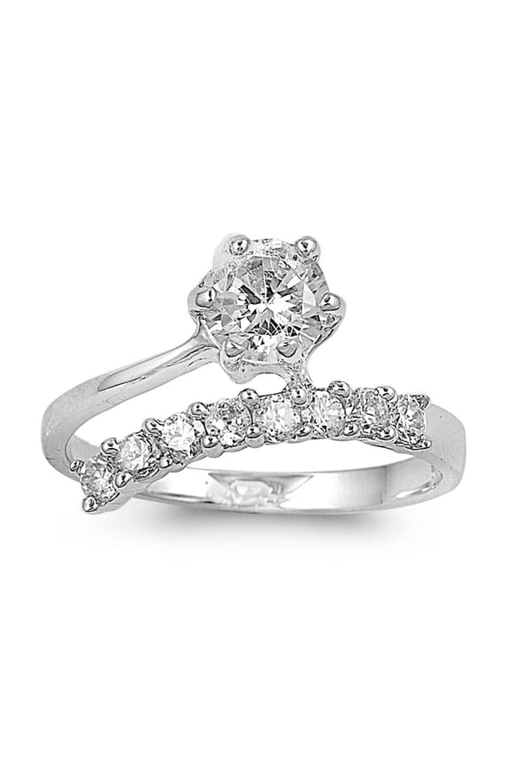 Designer Craft Round Center Cubic Zirconia Ring Sterling Silver 925
