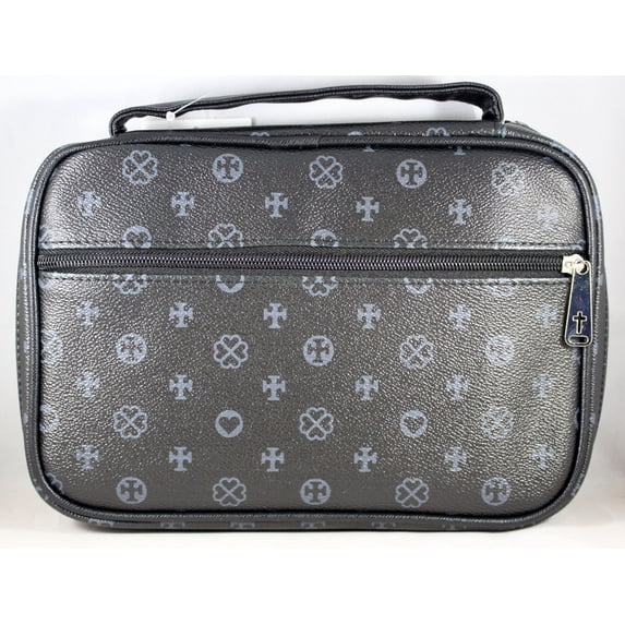 Designer Cross And Heart Bible Cover, Black, Xx-Large
