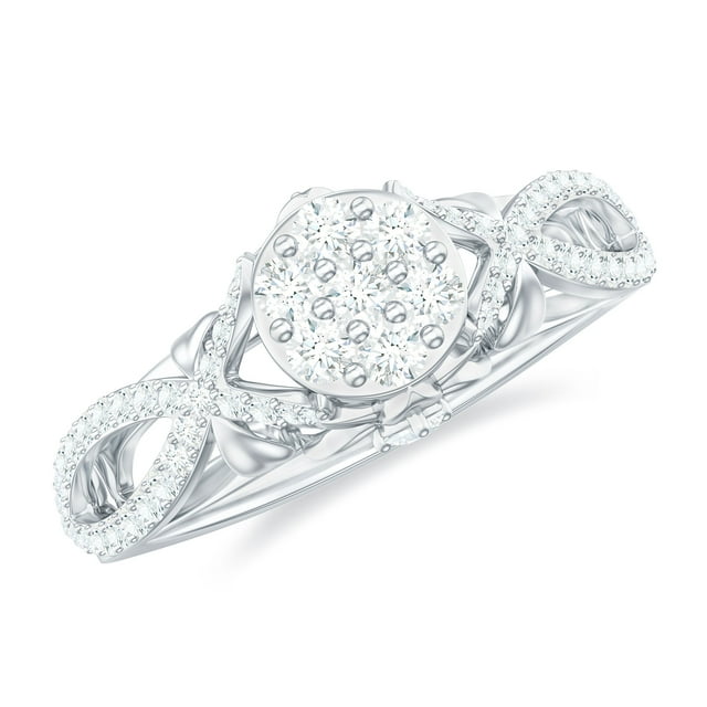 Designer Cubic Zirconia Engagement Ring for Women (0.75 CT), 10K White Gold, US 9.00