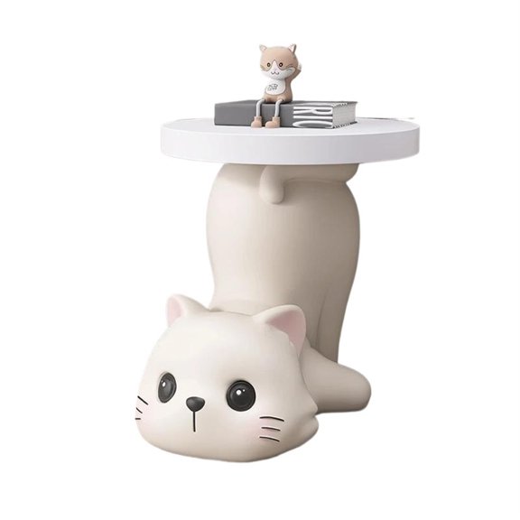 Designer Cute Cat Circular Coffee Table Living Room Furniture Sofa Side Table Home Decoration Accessories Bedside Tables