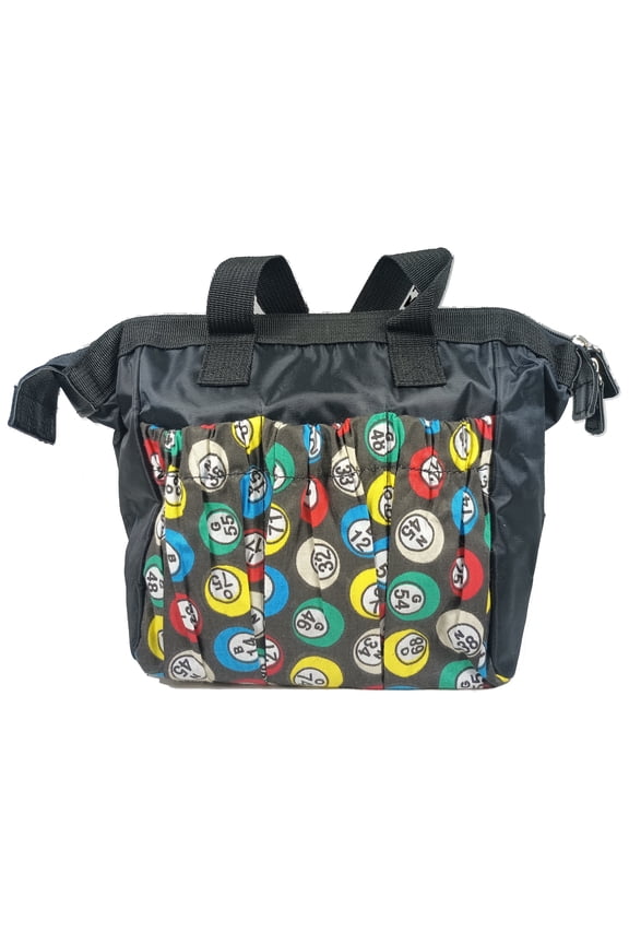 Bingo Ball Pattern Tote Bag Black 6 Pocket