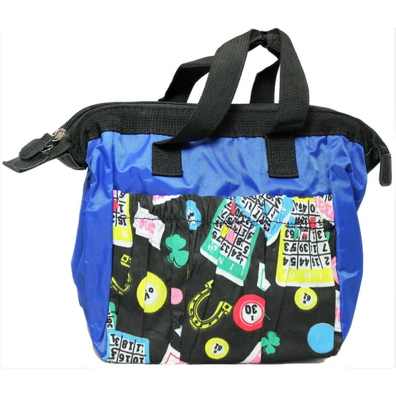 Tote Bag 6 Pocket Blue Bingo Dauber Card Pattern