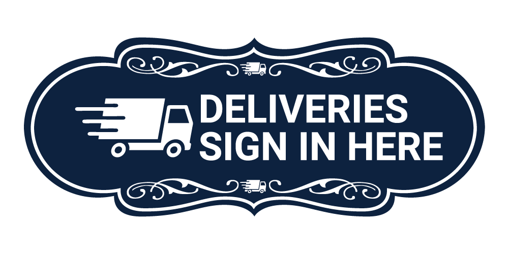 Designer Deliveries Sign In Here Sign (Navy Blue / White) - Medium ...