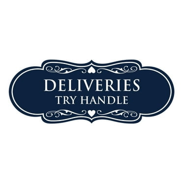 Designer Deliveries Try Handle Sign (Navy Blue / White) - Large
