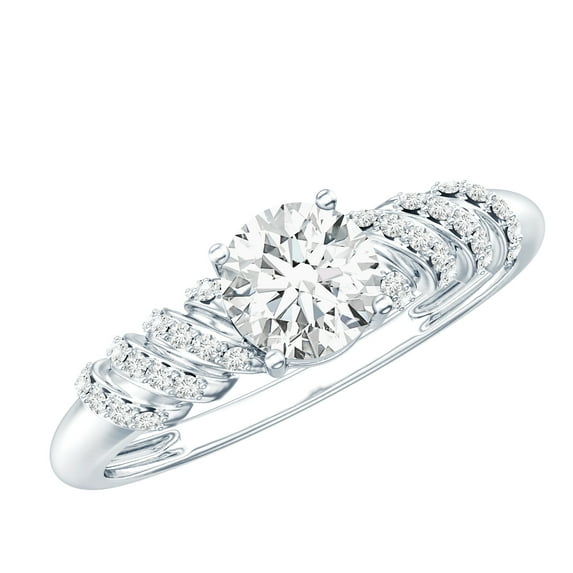 Rosec Jewels Designer Diamond Engagement Ring (Lab Grown) - 1 Carat - 6 mm - EF-VS Quality, 14K White Gold, US 3.50