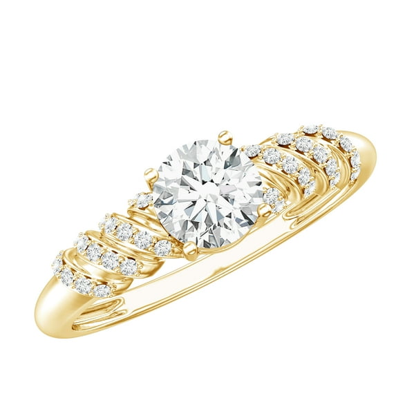 Rosec Jewels Designer Diamond Engagement Ring (Lab Grown) - 1 Carat - 6 mm - EF-VS Quality, 18K Yellow Gold, US 13.00