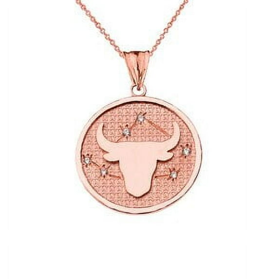 Designer Diamond Taurus Constellation Pendant Necklace in Rose Gold - 10K, Pendant with 22" chain