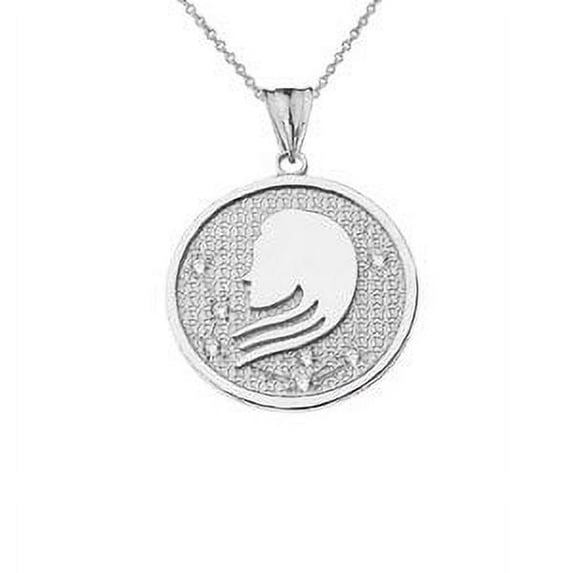 Designer Diamond Virgo Constellation Pendant Necklace in White Gold : 10K Pendant with 22" chain