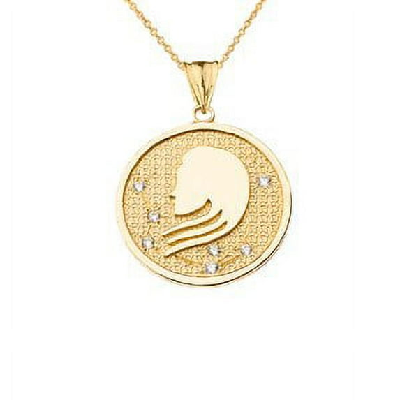 Designer Diamond Virgo Constellation Pendant Necklace in Yellow Gold - 10K, Pendant only