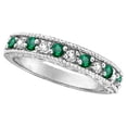 thumbnail image 1 of Designer Diamond and Emerald Ring Band in 14k White Gold (0.59 ctw), 1 of 6