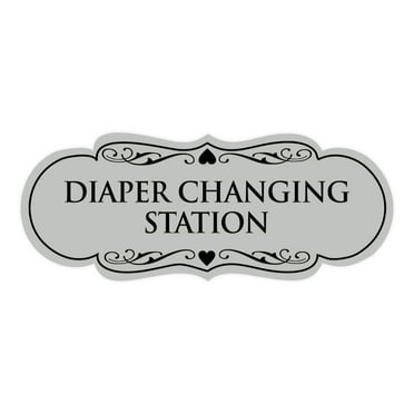 Designer Diaper Changing Station Sign(Lt Gray) - Medium