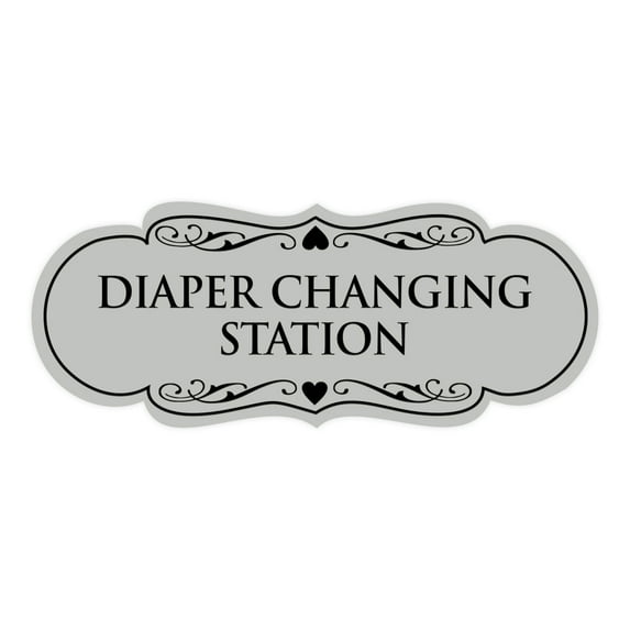 Designer Diaper Changing Station Sign(Lt Gray) - Medium