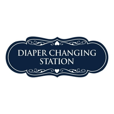 Designer Diaper Changing Station Sign(Navy Blue / White) - Medium