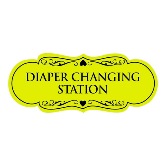 Designer Diaper Changing Station Sign(Yellow / Black) - Large