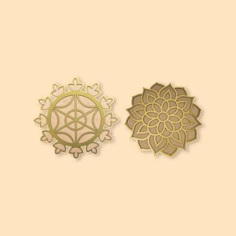 Designer Diya Mandala Rangoli Stencil Set (Golden) - DiaCraft SET OF 2