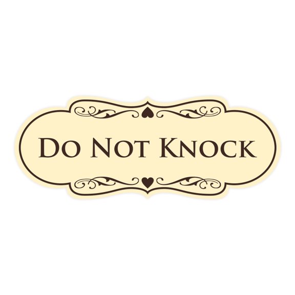 Designer Do Not Knock Sign (Ivory/Dark Brown) - Large