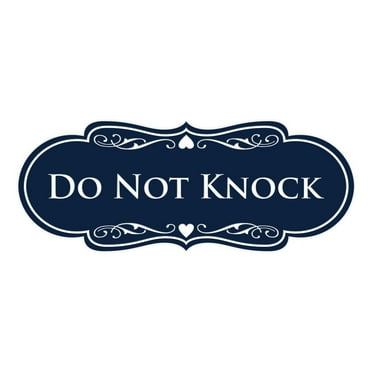 Designer Do Not Knock Sign (Navy Blue / White) - Large