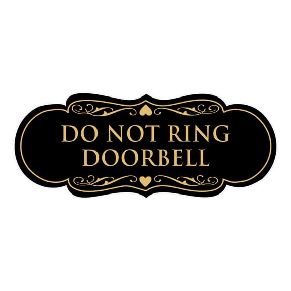Designer Do Not Ring Doorbell Sign(Black /Gold) - Small