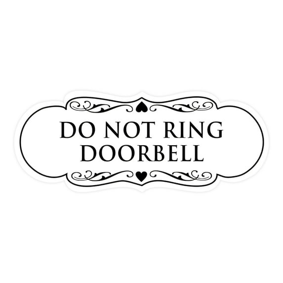 Designer Do Not Ring Doorbell Sign(White) - Small