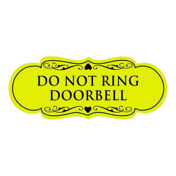 Designer Do Not Ring Doorbell Sign(Yellow / Black) - Medium