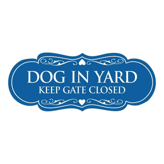 Designer Dog In Yard Keep Gate Closed Sign(Blue) - Small
