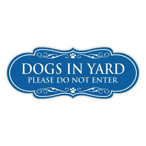 Designer Dogs In Yard Please Do Not Enter Sign (Blue) - Large