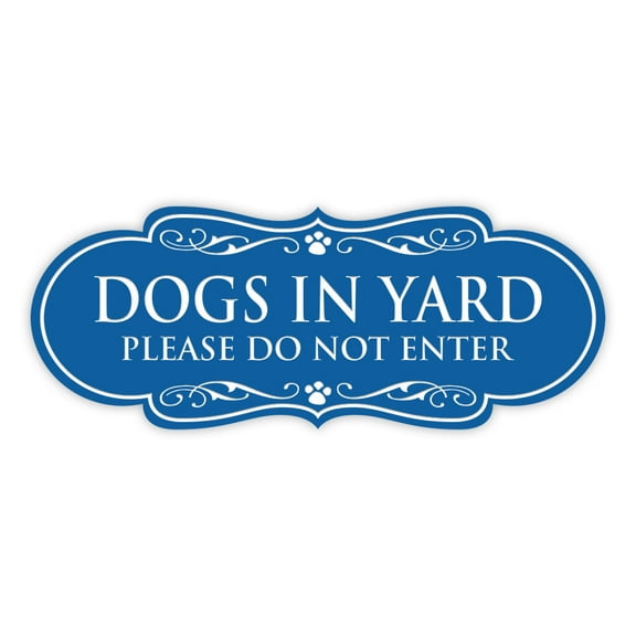 Designer Dogs In Yard Please Do Not Enter Sign (Blue) - Medium