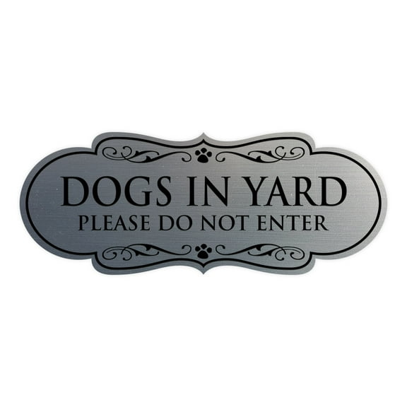 Designer Dogs In Yard Please Do Not Enter Sign (Brushed Silver) - Large