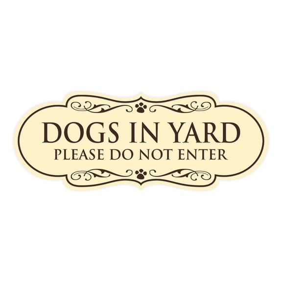 Designer Dogs In Yard Please Do Not Enter Sign (Ivory/Dark Brown) - Medium