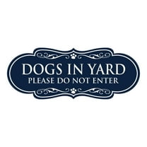 Designer Dogs In Yard Please Do Not Enter Sign (Navy Blue / White) - Large