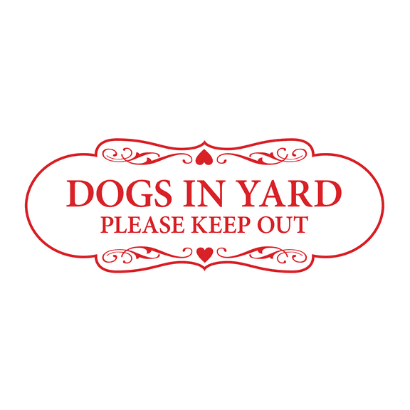 Designer Dogs In Yard Please Keep Out Sign (White/Red) - Large
