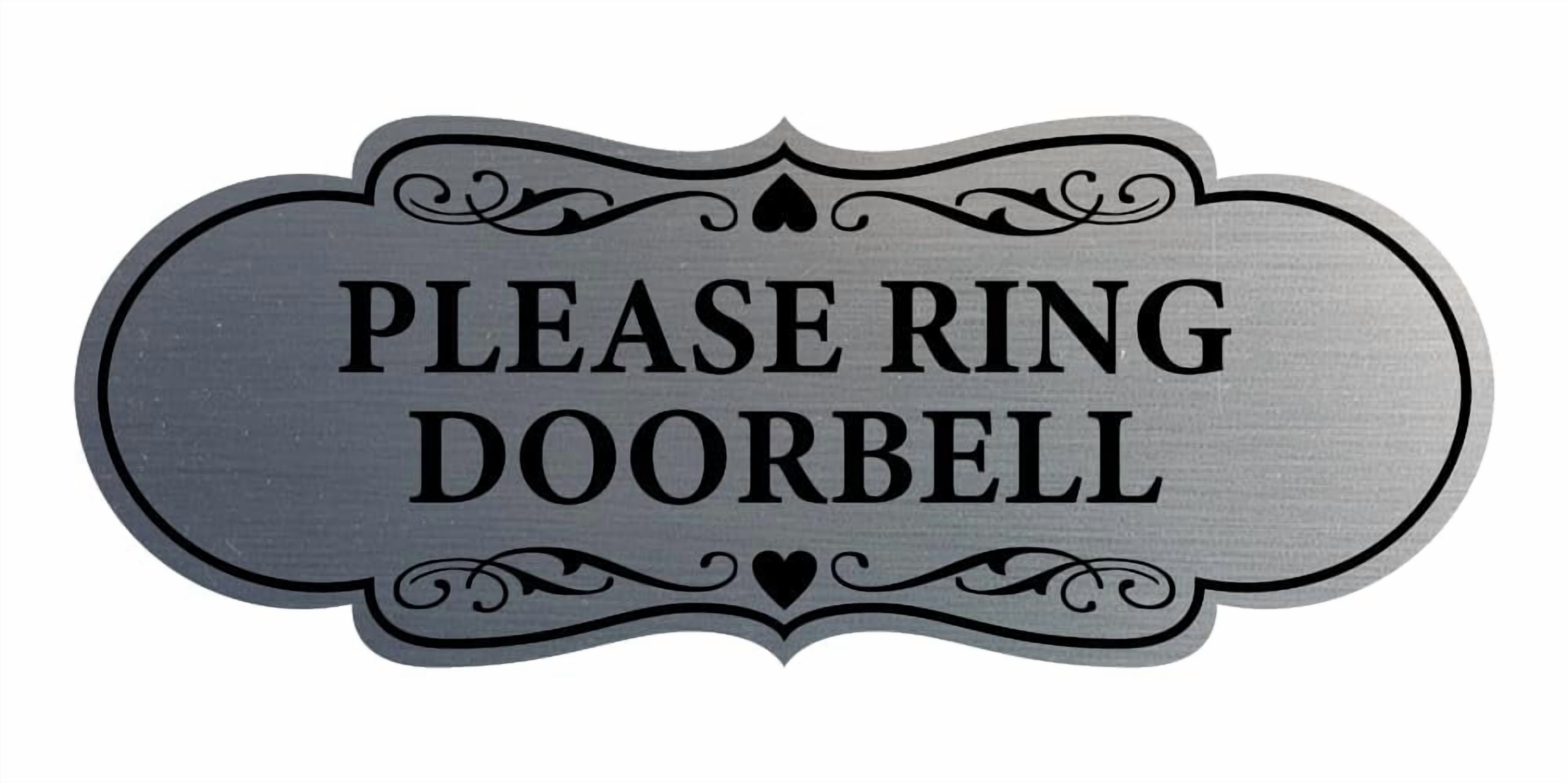 Designer Doorbell Ring Signs,Small Size for Home,Office,Rental Property,Retail Store, Apartment,5 Pack,Brushed Silver