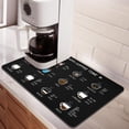 thumbnail image 1 of Designer Drying Mat - 12x19 Trimmable, PU Leather Surface & Rubber Backed, Quick Absorbent, Heat Resistant for Kitchen Countertop Protection, Coffee Bar Decor - Coffee Menu, 1 of 6