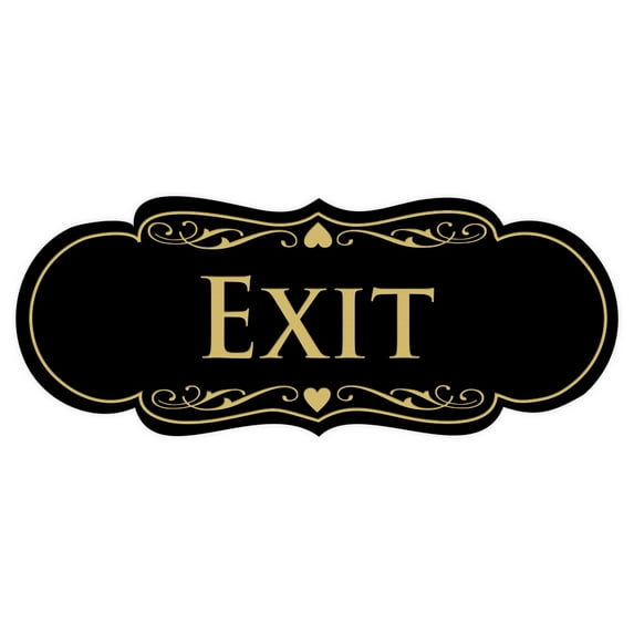 Designer EXIT Sign - Black / Gold - Large