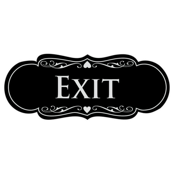 Designer EXIT Sign - Black / Silver - Small