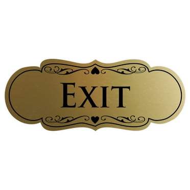 Designer EXIT Sign - Brushed Gold - Medium 2.75 x 7"