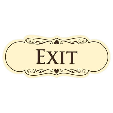 Designer EXIT Sign - Ivory / Dark Brown - Medium
