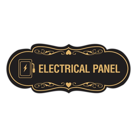 Designer Electrical Panel (Box) Sign (Black /Gold) - Small