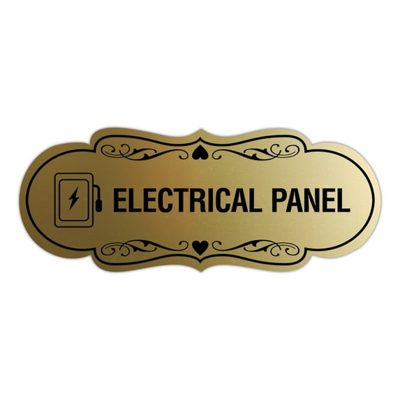 Designer Electrical Panel (Box) Sign (Brushed Gold) - Large