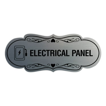 Designer Electrical Panel (Box) Sign (Brushed Silver) - Large