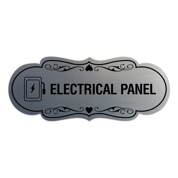 Designer Electrical Panel (Box) Sign (Brushed Silver) - Small