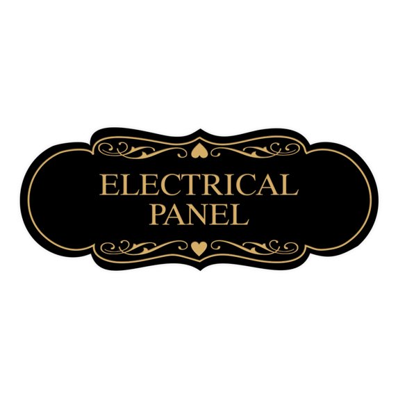 Designer Electrical Panel Sign(Black Gold) - Large