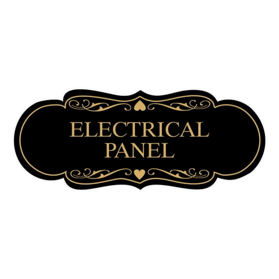 Designer Electrical Panel Sign(Black /Gold) - Small