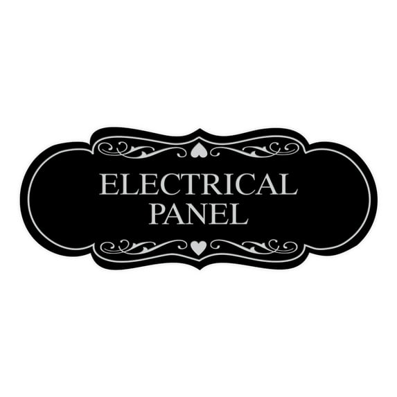 Designer Electrical Panel Sign(Black) - Large