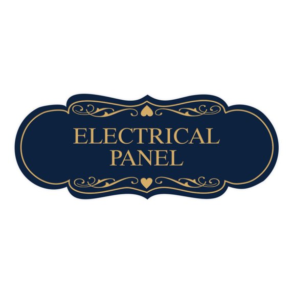 Designer Electrical Panel Sign(Navy Blue/Gold) - Small