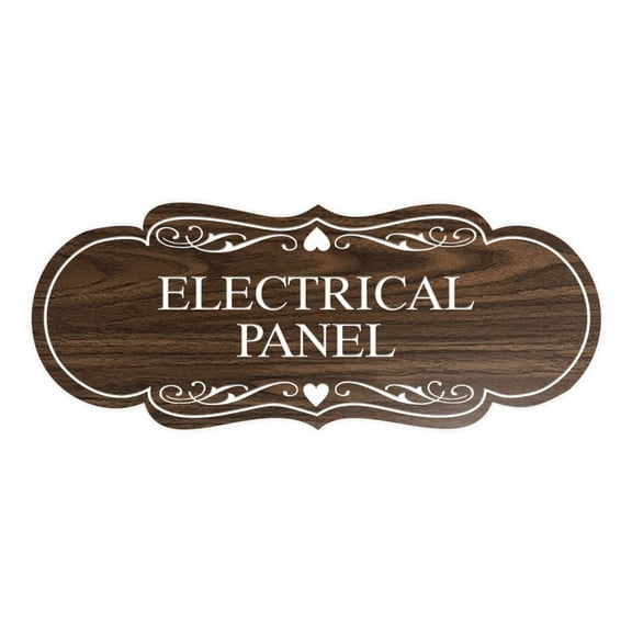 Designer Electrical Panel Sign(Walnut) - Medium