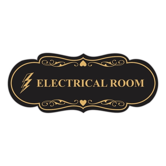 Designer Electrical Room (Lightning) Sign (Black Gold) - Medium