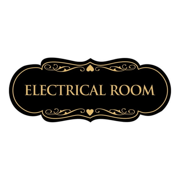 Designer Electrical Room Sign(Black Gold) - Large