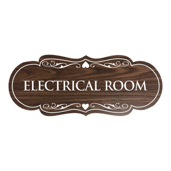 Designer Electrical Room Sign(Walnut) - Medium